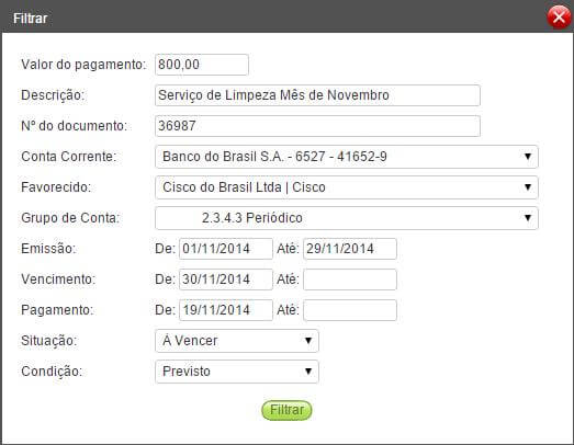 Filtros Avançados de Contas à Pagar e Receber