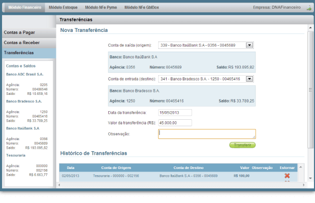 Transferências bancárias